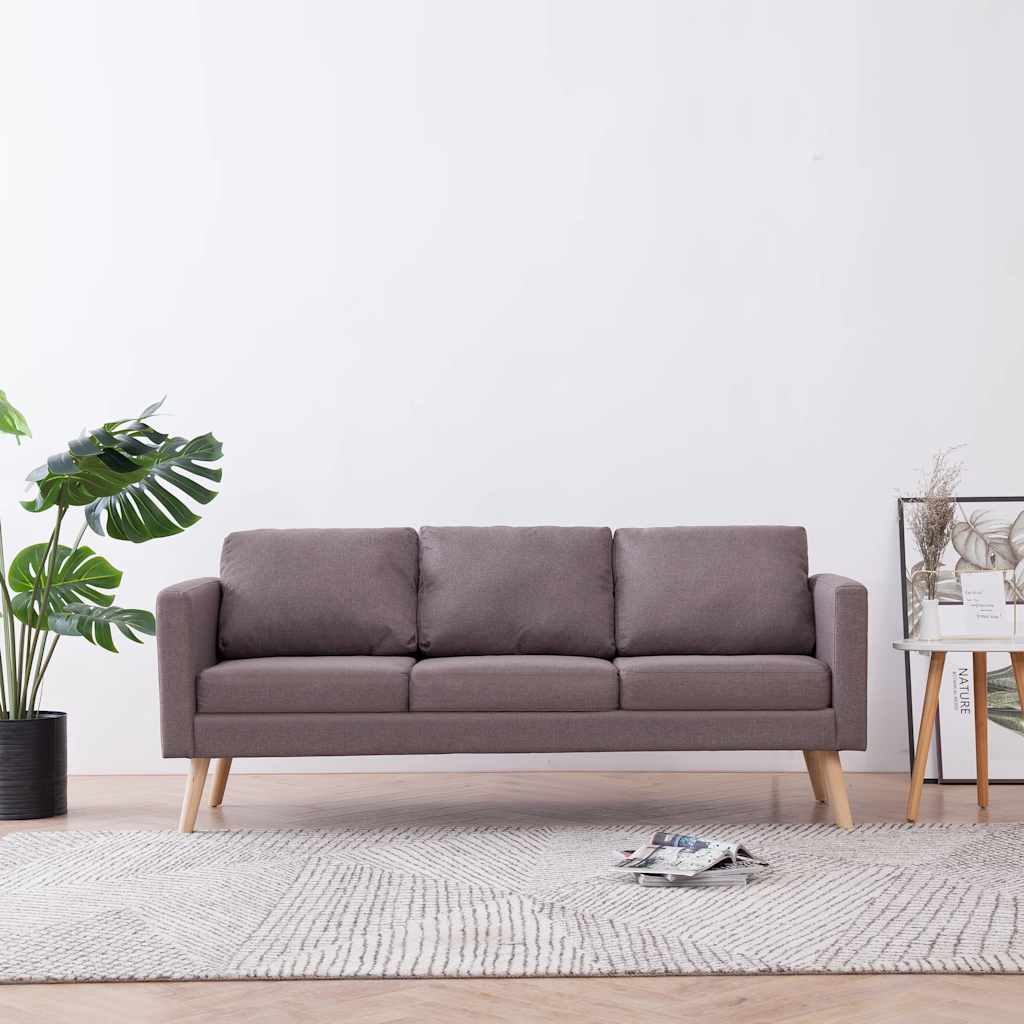 vidaXL Sofa 3-osobowa, tapicerowana tkaniną, taupe