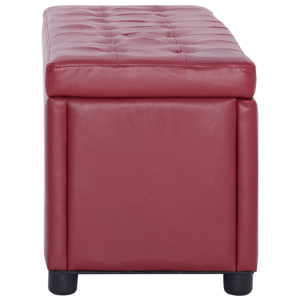 vidaXL Puf z pojemnikiem, 87,5 cm, czerwone wino, sztuczna skóra