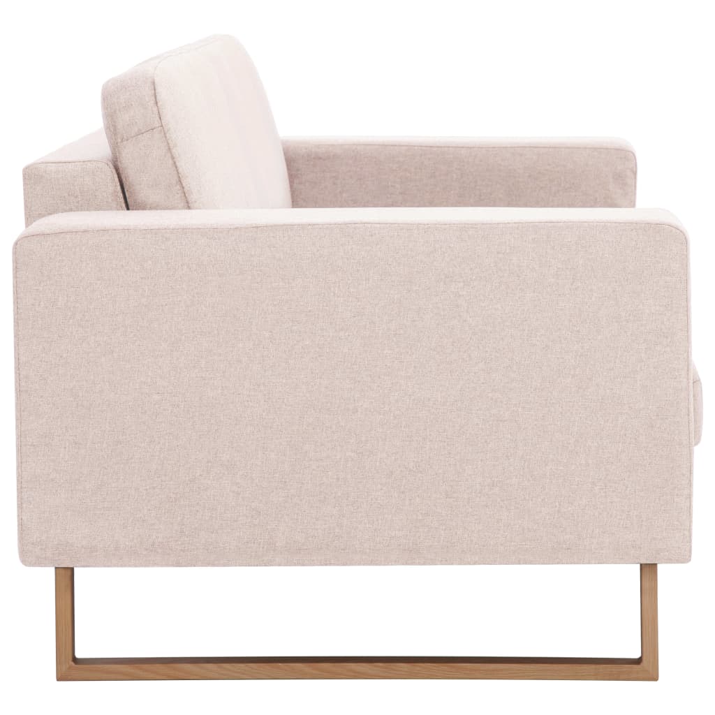 vidaXL Sofa 3-osobowa, tapicerowana tkaniną, kremowa