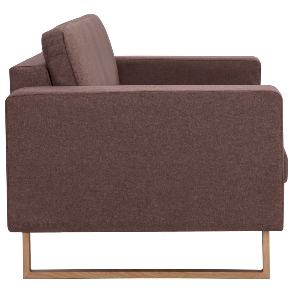 vidaXL 3-osobowa sofa tapicerowana tkaniną, brązowa