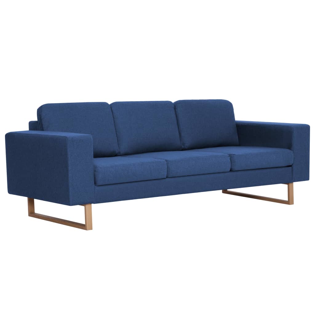 vidaXL 3-osobowa sofa tapicerowana tkaniną, niebieska