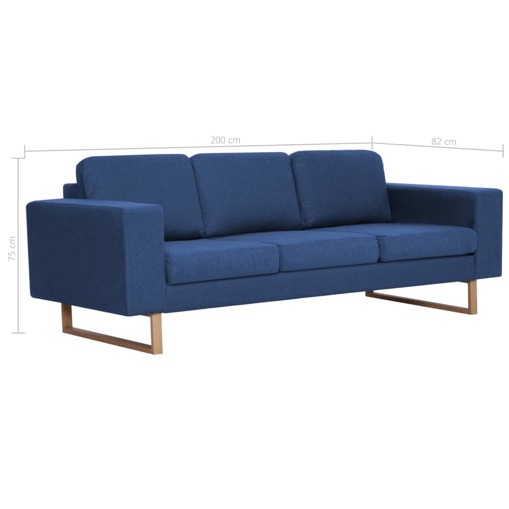 vidaXL 3-osobowa sofa tapicerowana tkaniną, niebieska