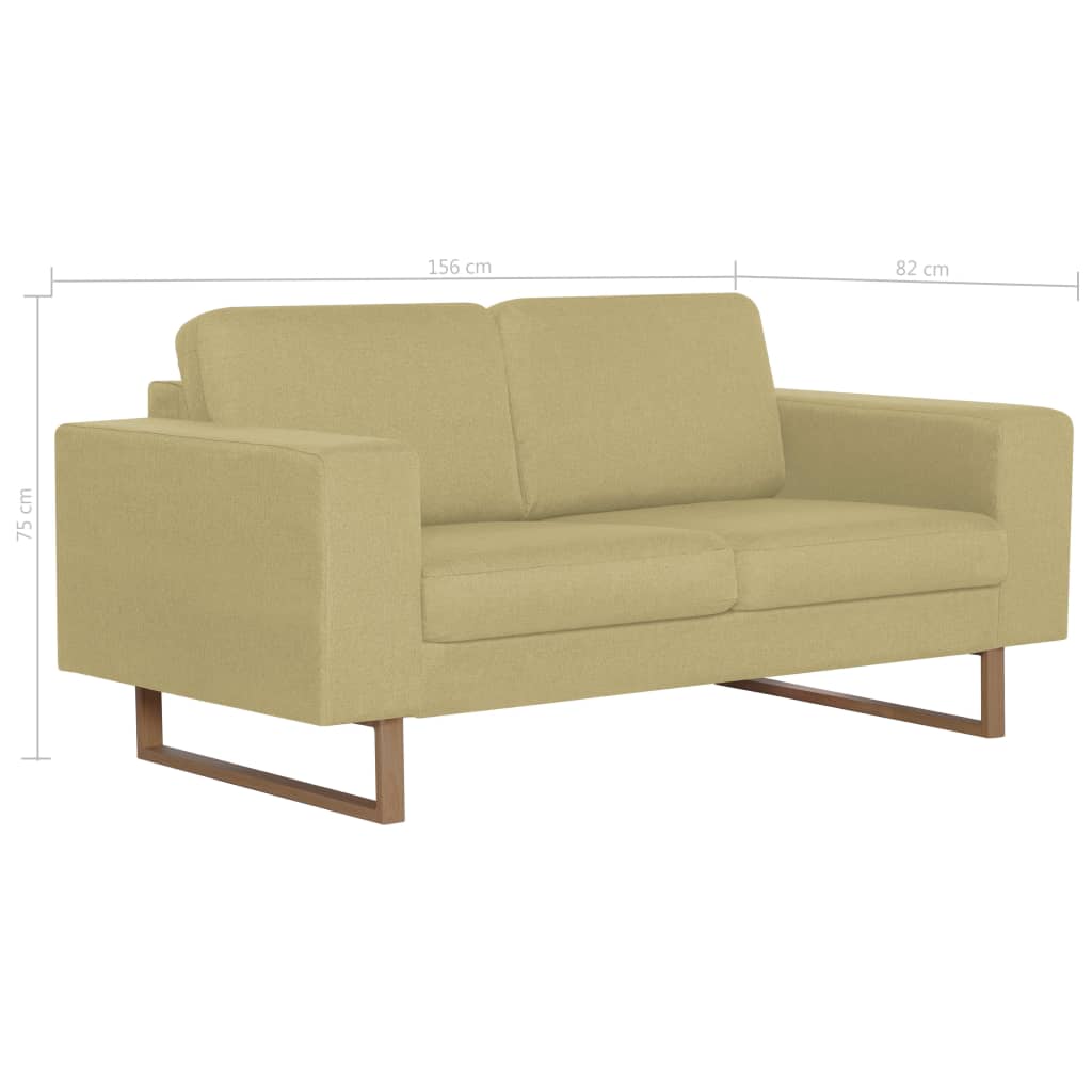 vidaXL 2-osobowa sofa tapicerowana tkaniną, zielona