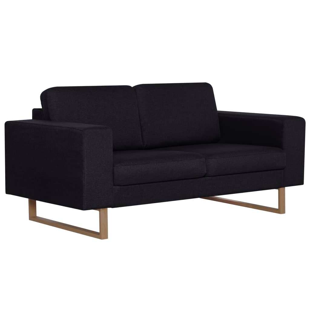 vidaXL 2-osobowa sofa tapicerowana tkaniną, czarna