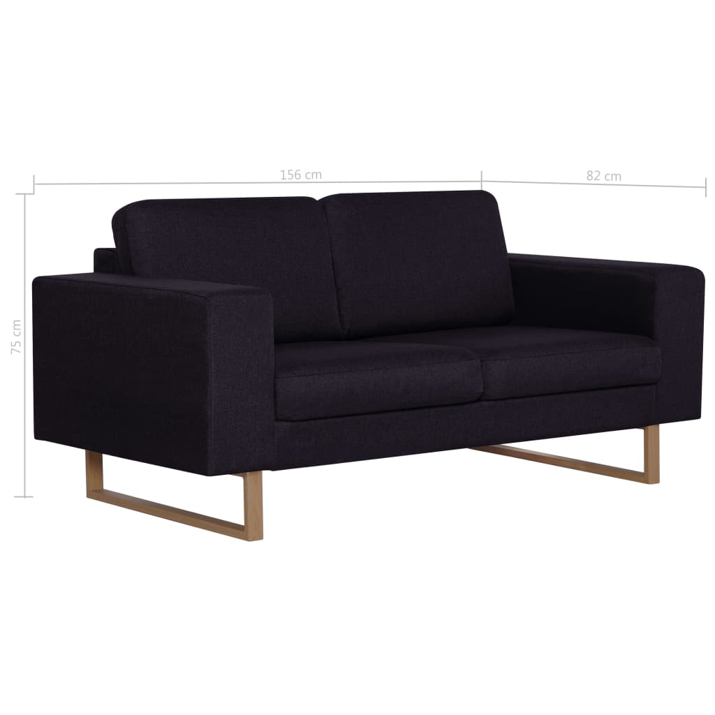 vidaXL 2-osobowa sofa tapicerowana tkaniną, czarna