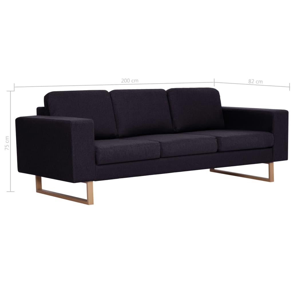 vidaXL 3-osobowa sofa tapicerowana tkaniną, czarna
