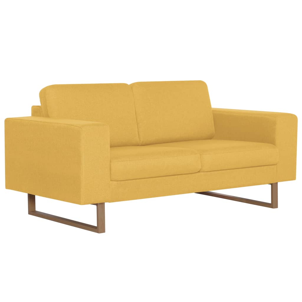 vidaXL Sofa 2-osobowa, tapicerowana tkaniną, żółta