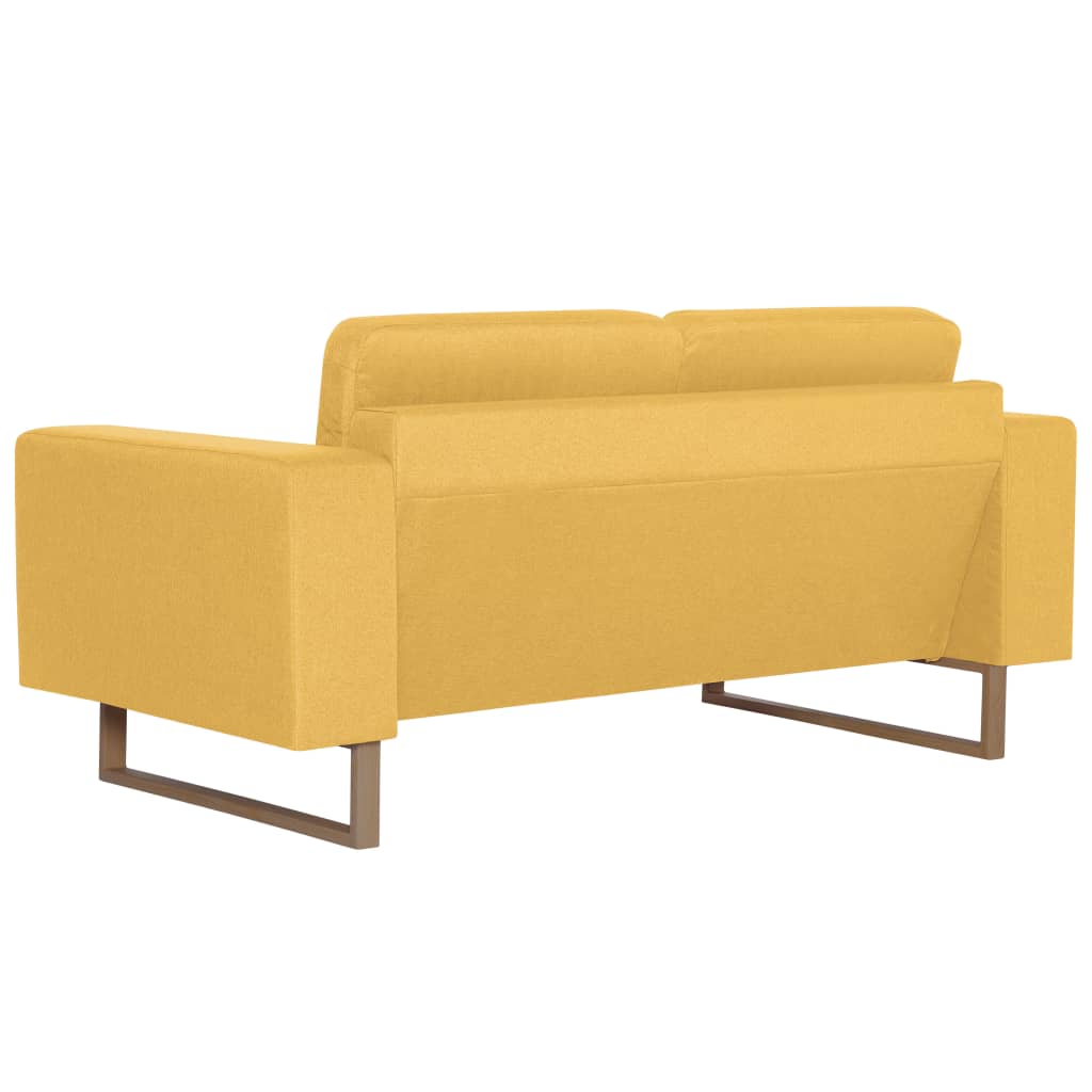 vidaXL Sofa 2-osobowa, tapicerowana tkaniną, żółta