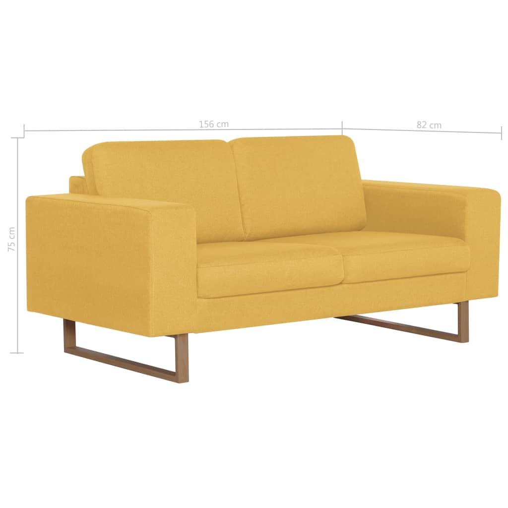vidaXL Sofa 2-osobowa, tapicerowana tkaniną, żółta