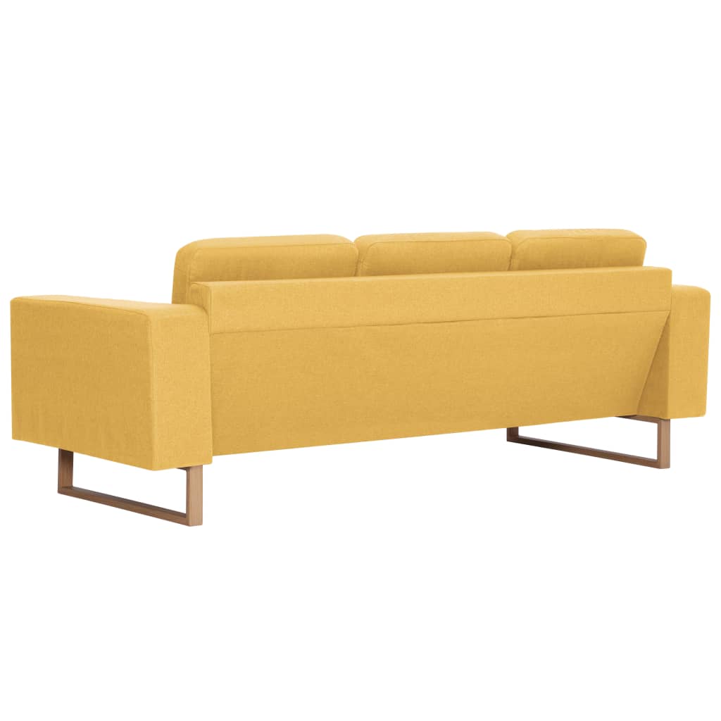 vidaXL Sofa 3-osobowa, tapicerowana tkaniną, żółta