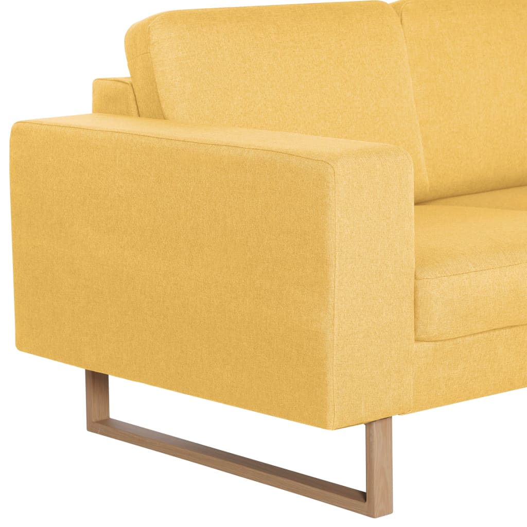vidaXL Sofa 3-osobowa, tapicerowana tkaniną, żółta