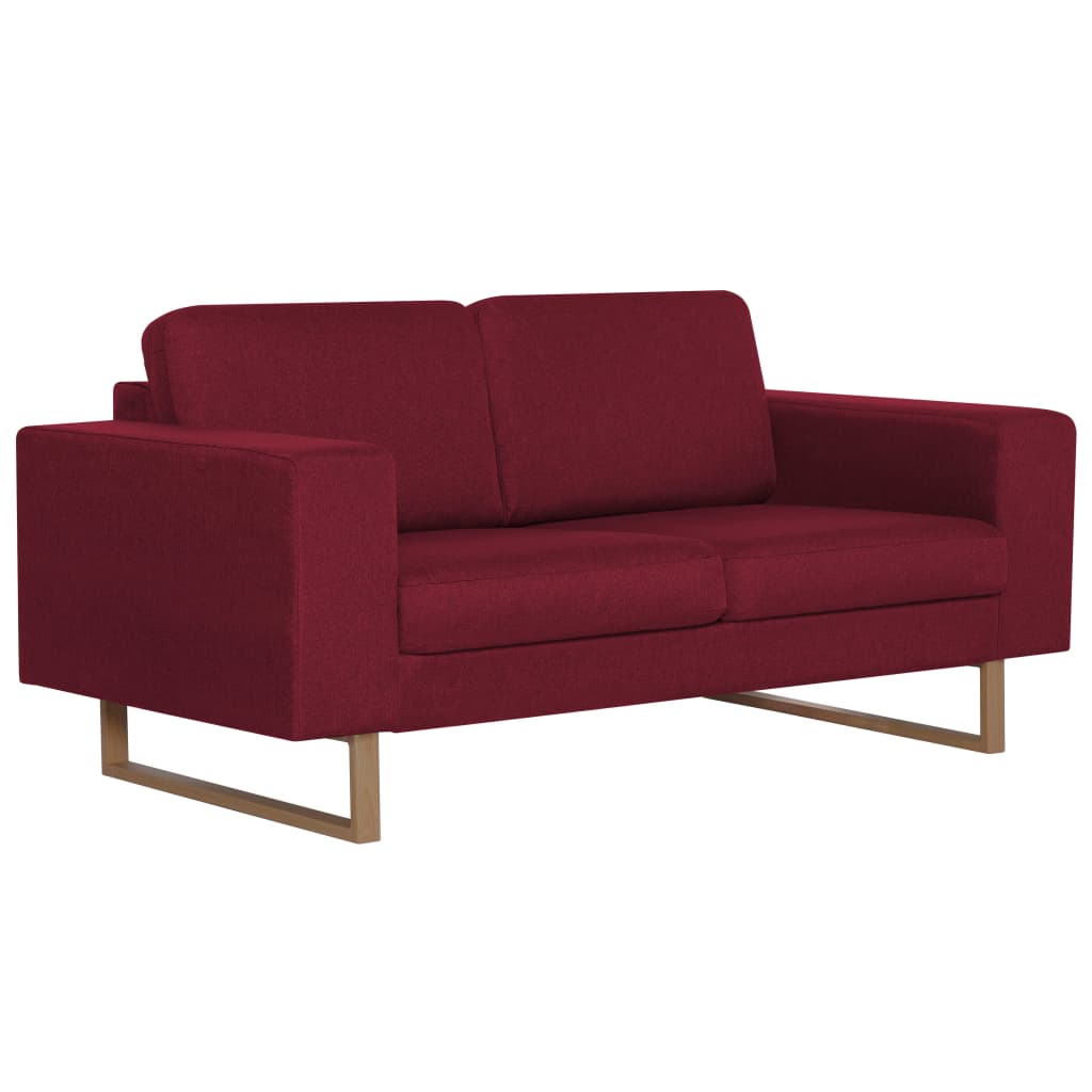 vidaXL Sofa 2-osobowa, tapicerowana tkaniną, kolor czerwonego wina
