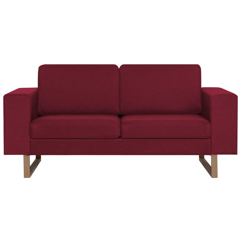 vidaXL Sofa 2-osobowa, tapicerowana tkaniną, kolor czerwonego wina