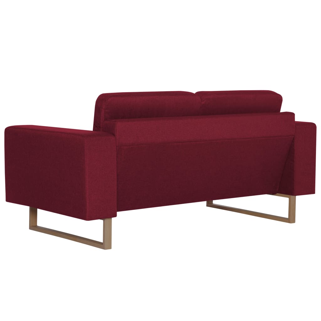 vidaXL Sofa 2-osobowa, tapicerowana tkaniną, kolor czerwonego wina