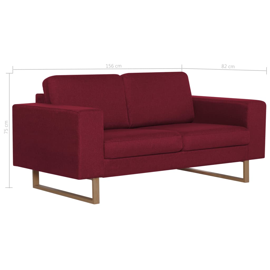 vidaXL Sofa 2-osobowa, tapicerowana tkaniną, kolor czerwonego wina