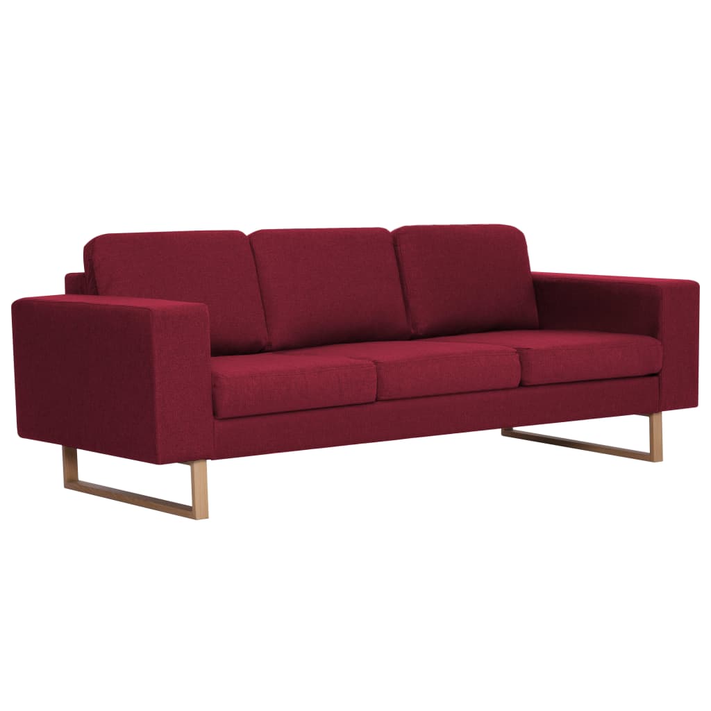 vidaXL Sofa 3-osobowa, tapicerowana tkaniną, kolor czerwonego wina