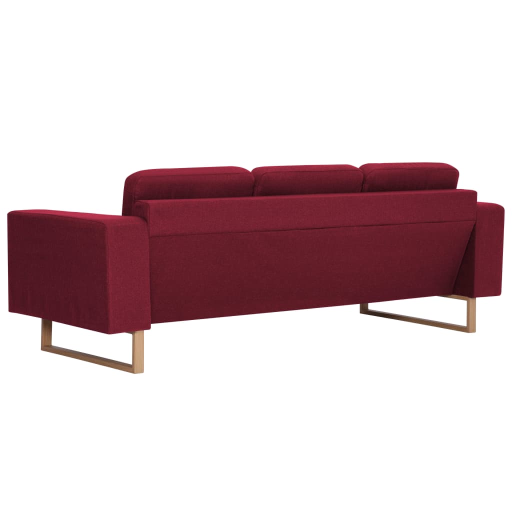 vidaXL Sofa 3-osobowa, tapicerowana tkaniną, kolor czerwonego wina