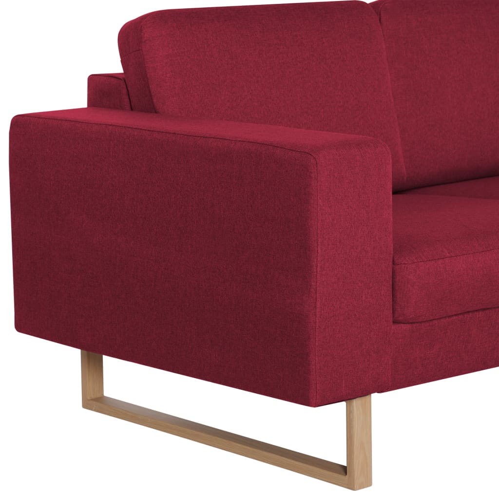 vidaXL Sofa 3-osobowa, tapicerowana tkaniną, kolor czerwonego wina