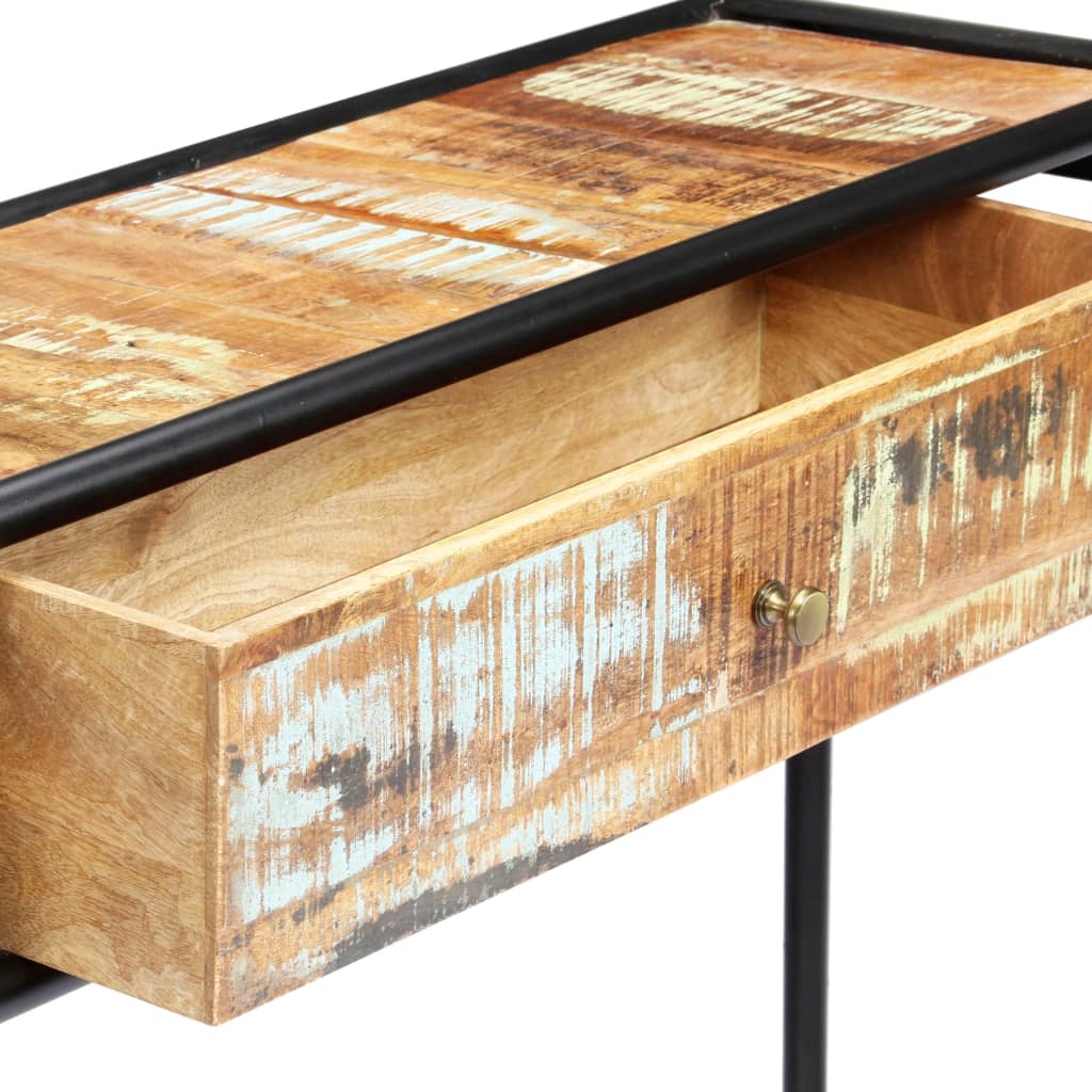vidaXL Stolik konsola, 118 x 30 x 75 cm, lite drewno z odzysku