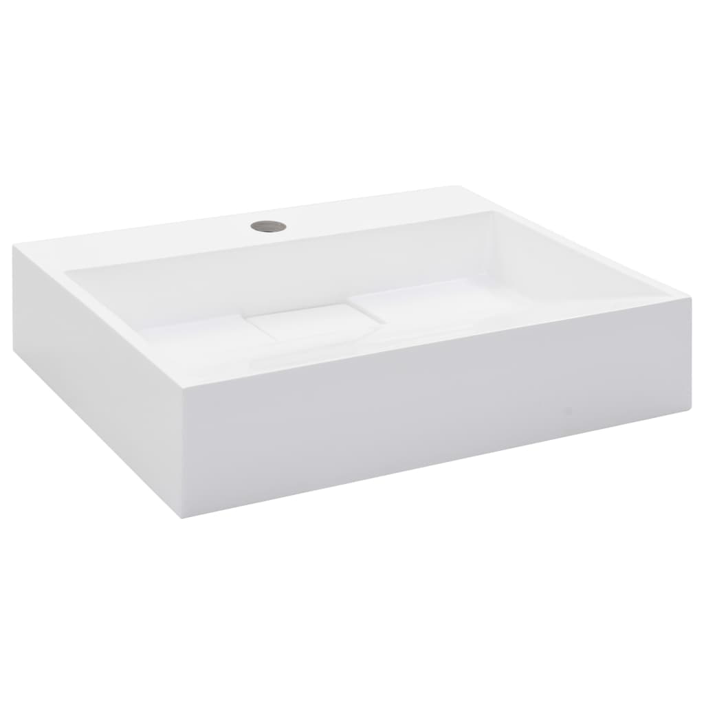 vidaXL Umywalka, 50x38x13 cm, kompozyt mineralny/marmurowy, biała