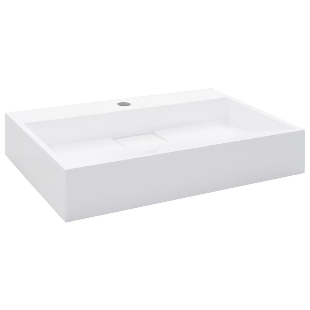 vidaXL Umywalka, 60x38x11 cm, kompozyt mineralny/marmurowy, biała