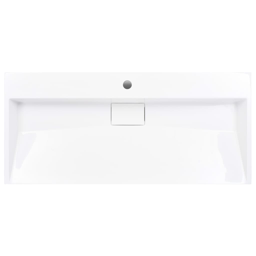 vidaXL Umywalka, 100x46x11 cm, kompozyt mineralny/marmurowy, biała