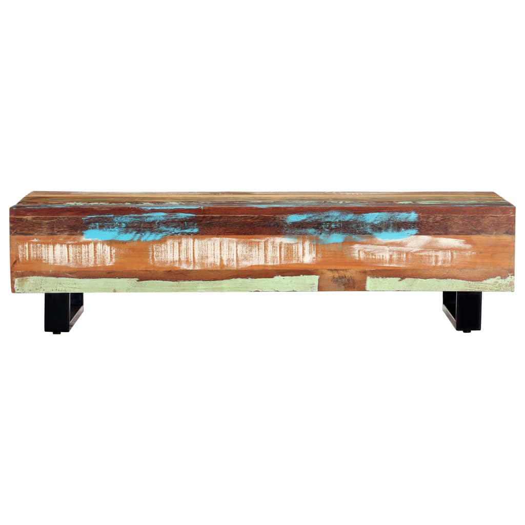 vidaXL Stolik kawowy, 120x50x30 cm, lite drewno z odzysku i stal
