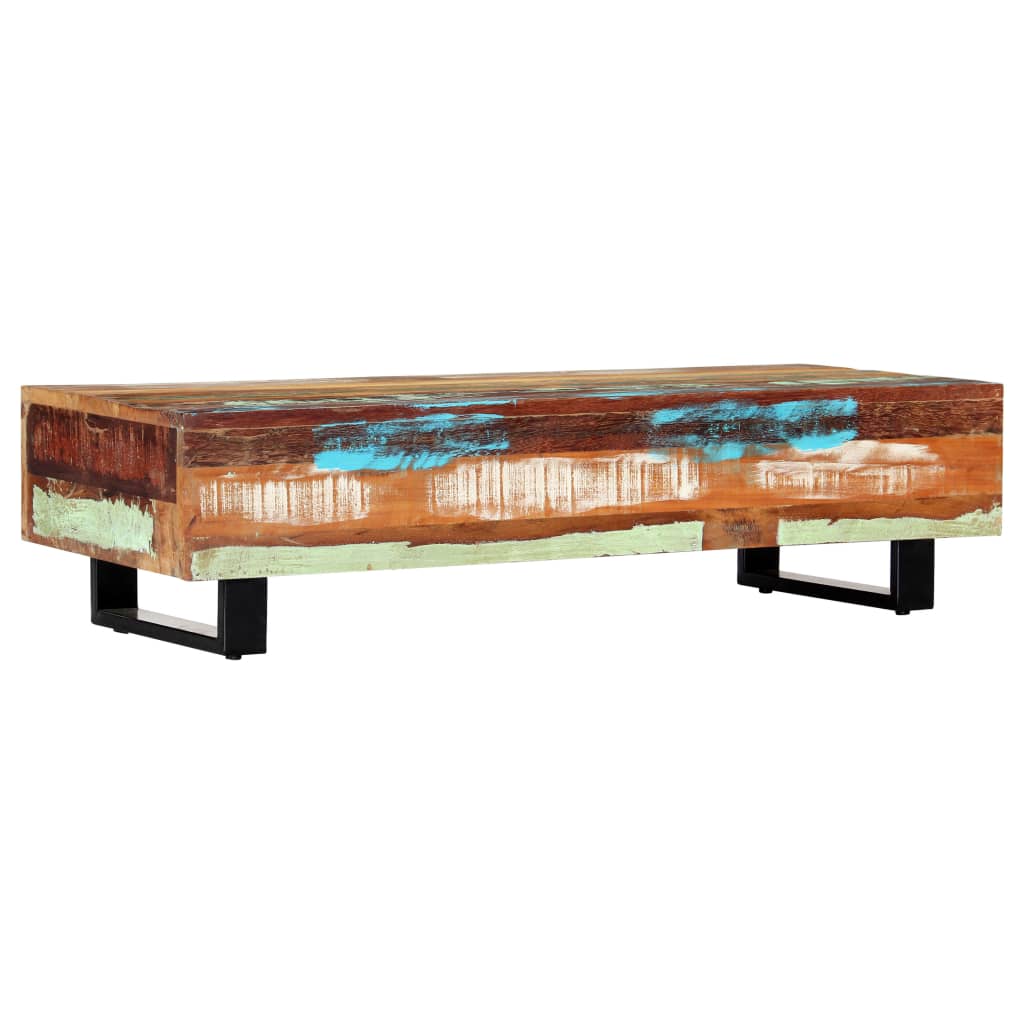 vidaXL Stolik kawowy, 120x50x30 cm, lite drewno z odzysku i stal