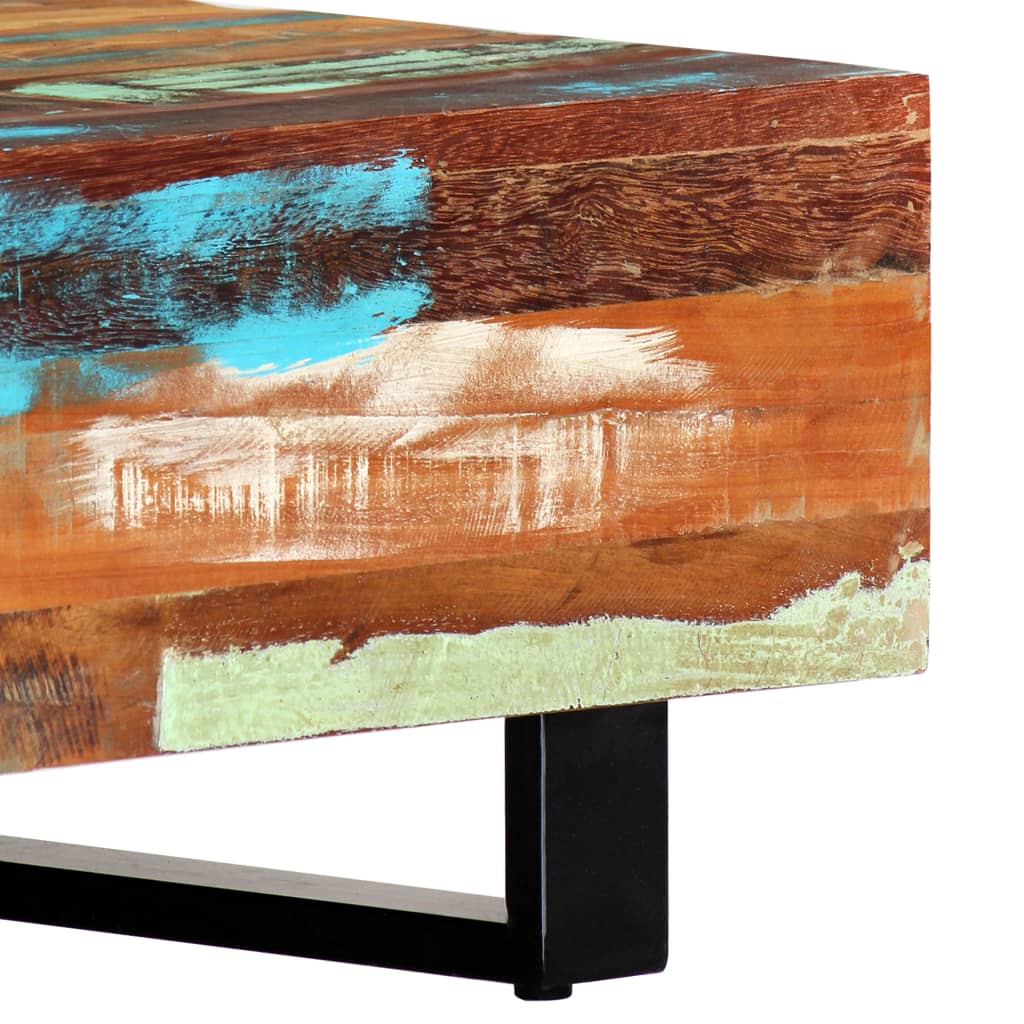 vidaXL Stolik kawowy, 120x50x30 cm, lite drewno z odzysku i stal