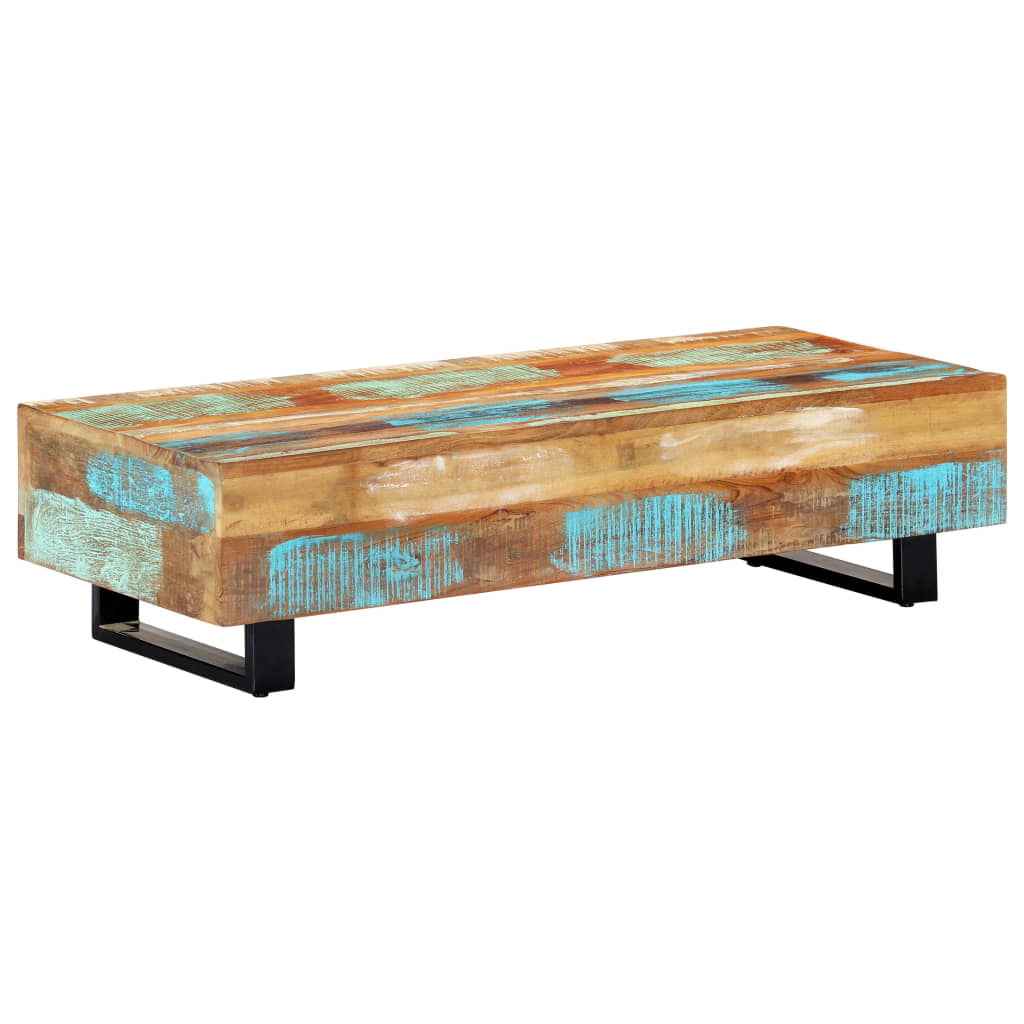 vidaXL Stolik kawowy, 120x50x30 cm, lite drewno z odzysku i stal