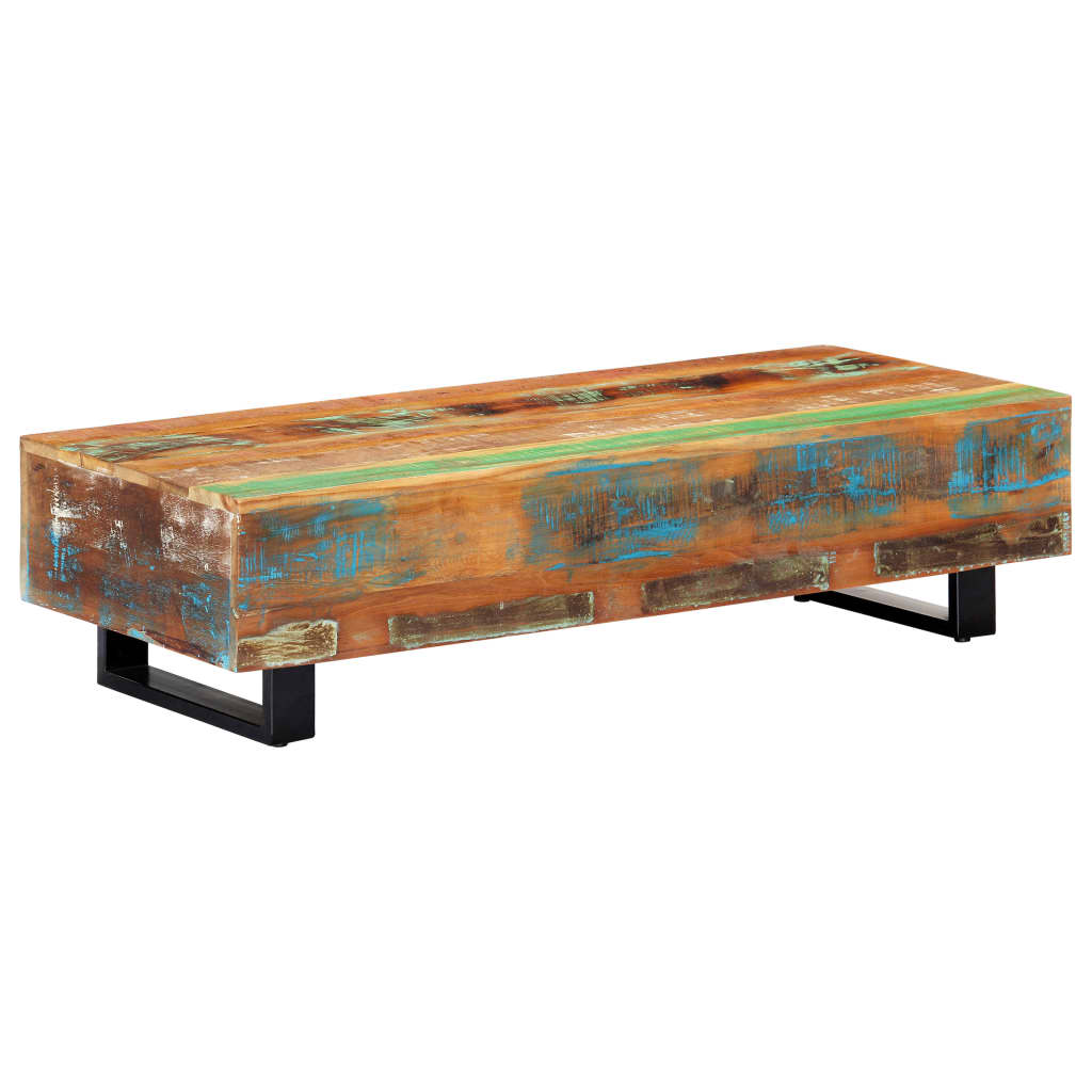 vidaXL Stolik kawowy, 120x50x30 cm, lite drewno z odzysku i stal