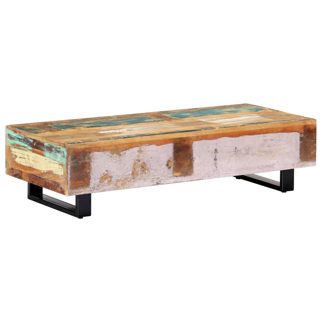 vidaXL Stolik kawowy, 120x50x30 cm, lite drewno z odzysku i stal