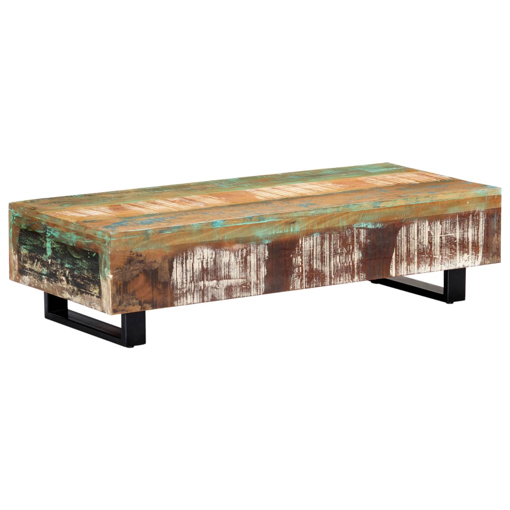vidaXL Stolik kawowy, 120x50x30 cm, lite drewno z odzysku i stal