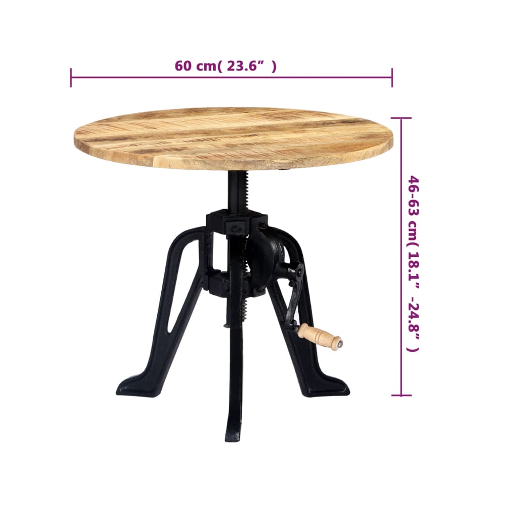 vidaXL Stolik boczny, 60 x (46-63) cm, lite drewno mango i żeliwo