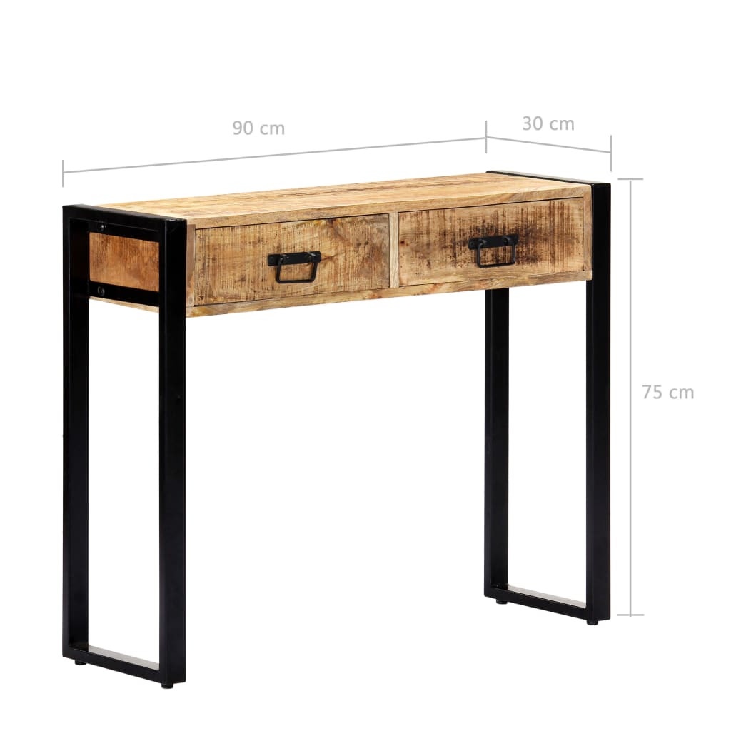 vidaXL Stolik typu konsola, 90 x 30 x 75 cm, lite drewno mango