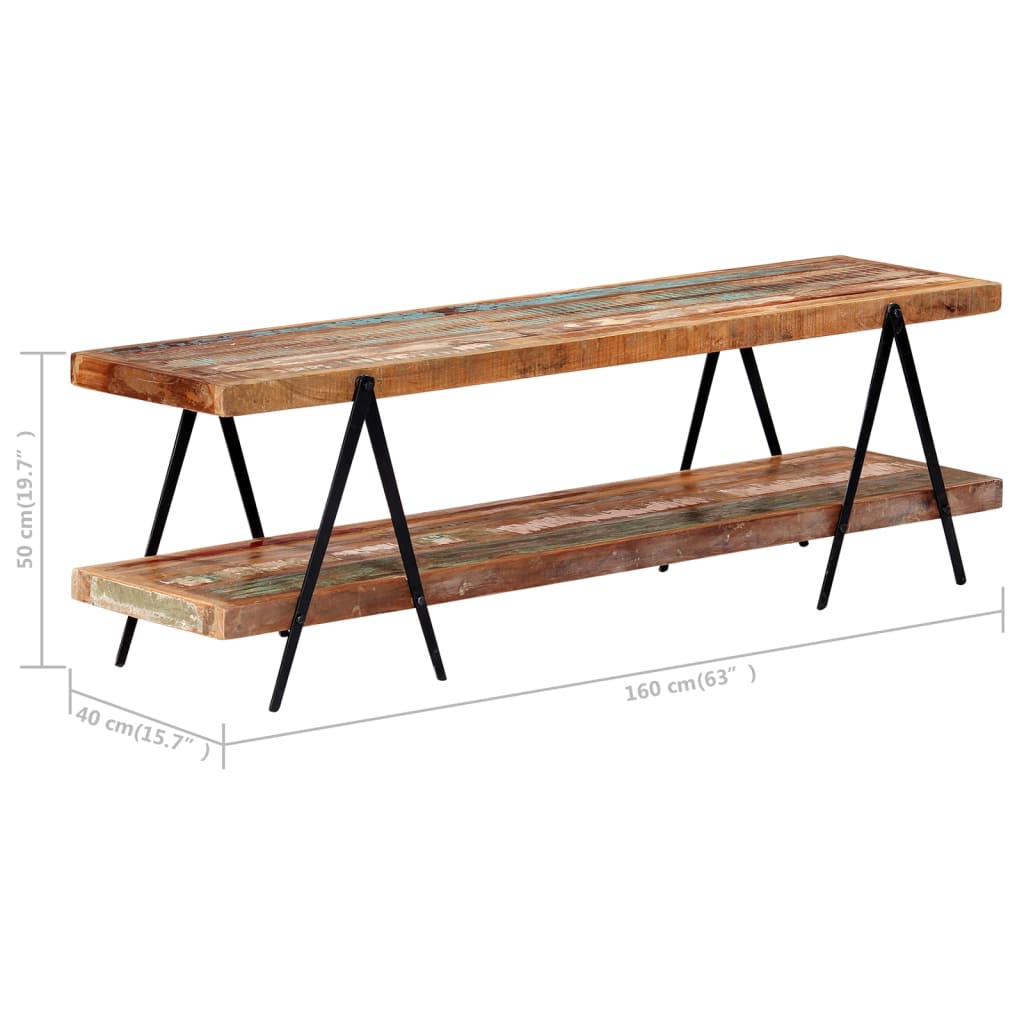 vidaXL Szafka pod TV, 160 x 40 x 50 cm, lite drewno z odzysku