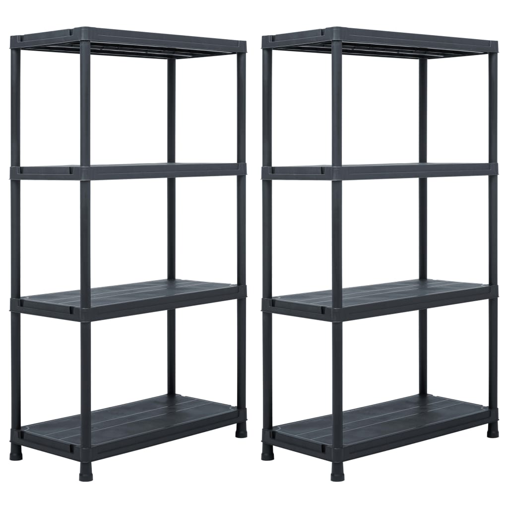 vidaXL Regały magazynowe, 2 szt., czarne, 60x30x138 cm, plastikowe