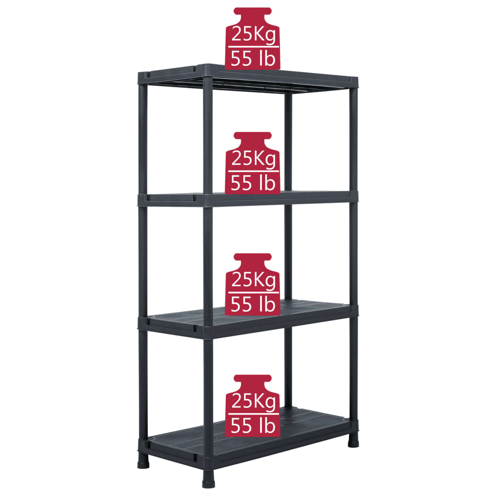 vidaXL Regały magazynowe, 2 szt., czarne, 60x30x138 cm, plastikowe