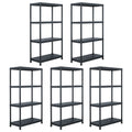vidaXL Regały magazynowe, 5 szt., czarne, 60x30x138 cm, plastikowe