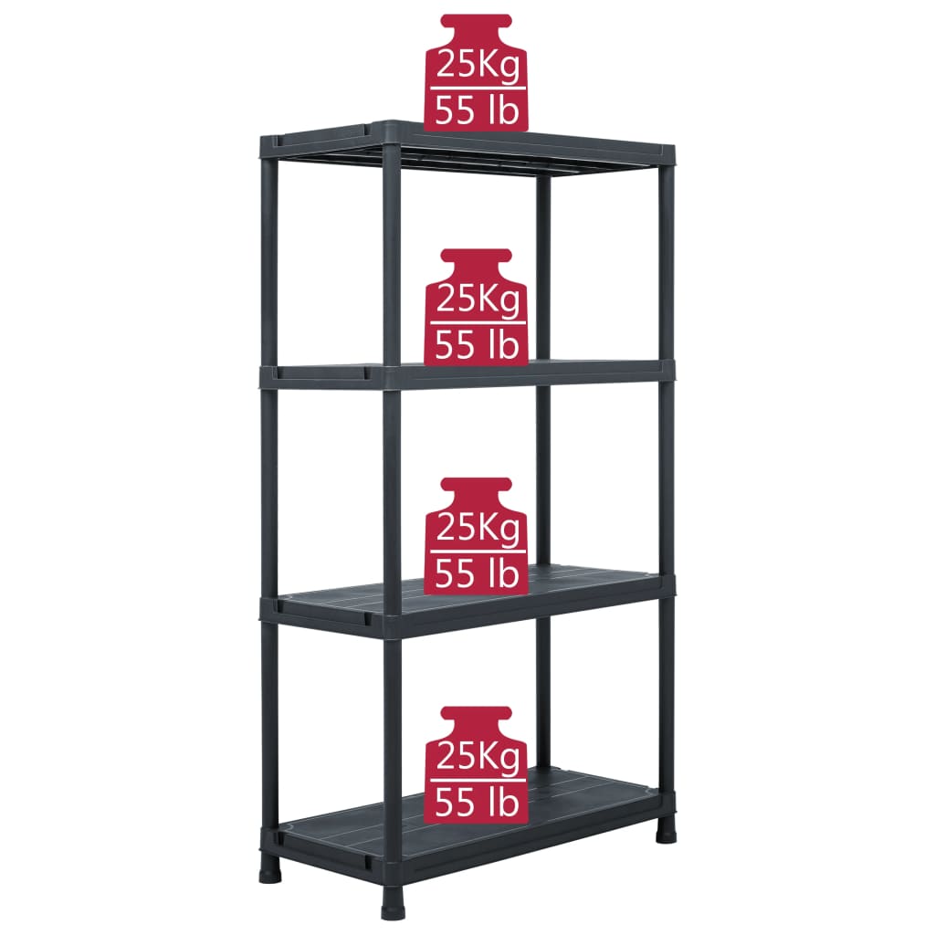 vidaXL Regały magazynowe, 5 szt., czarne, 60x30x138 cm, plastikowe