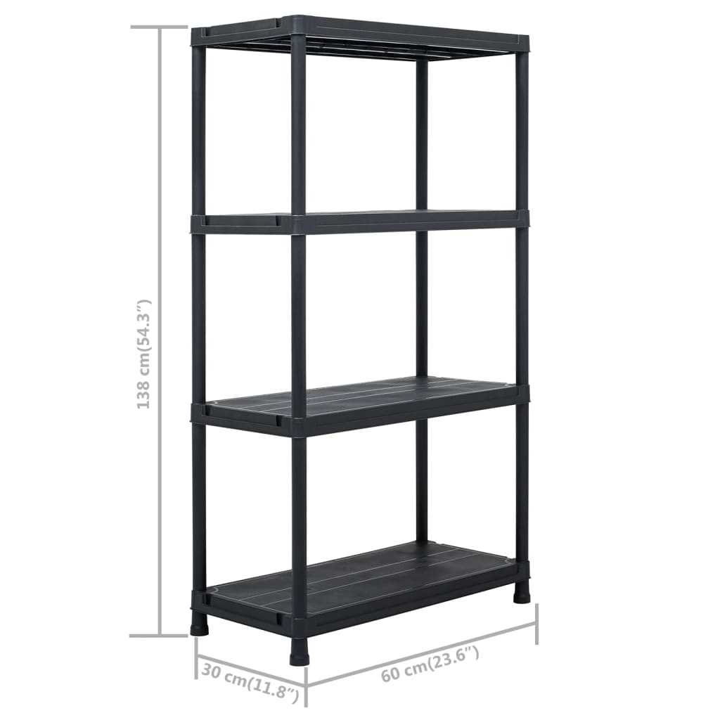 vidaXL Regały magazynowe, 5 szt., czarne, 60x30x138 cm, plastikowe