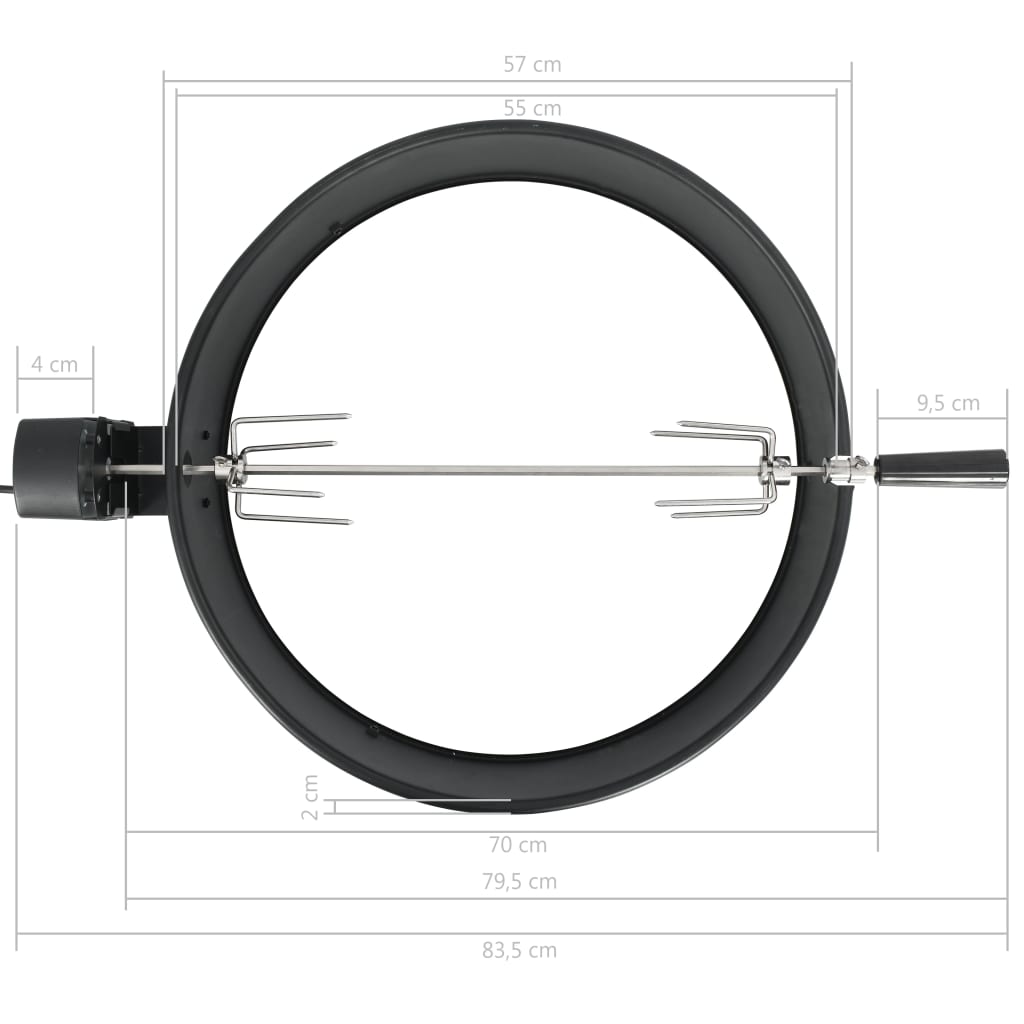 vidaXL Rożen z pierścieniem, 57 cm, czarny