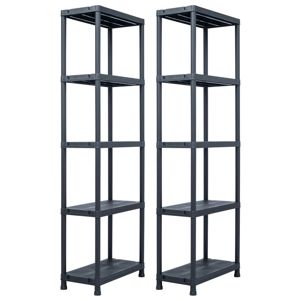 vidaXL Regały magazynowe, 2 szt., czarne, 125 kg, 60x30x180 cm