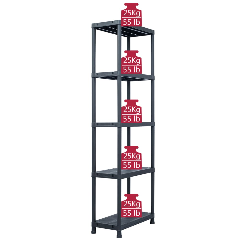 vidaXL Regały magazynowe, 2 szt., czarne, 125 kg, 60x30x180 cm
