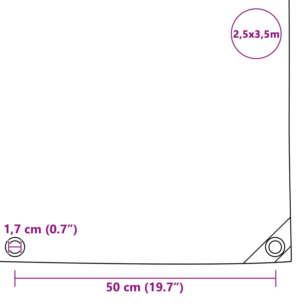 vidaXL Plandeka 650 g/m², 2,5 x 3,5 m, szara