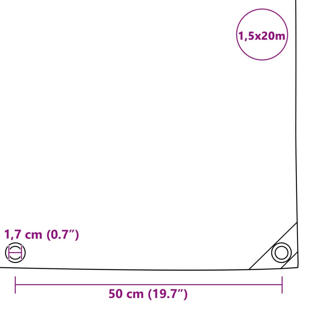 vidaXL Plandeka 650 g/m², 1,5 x 20 m, zielona