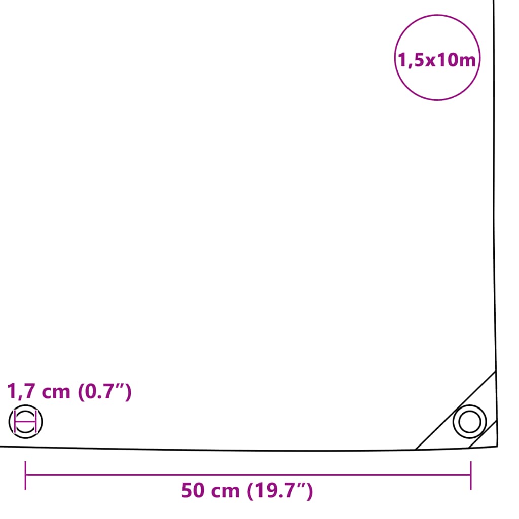 vidaXL Plandeka 650 g/m², 1,5 x 10 m, biała