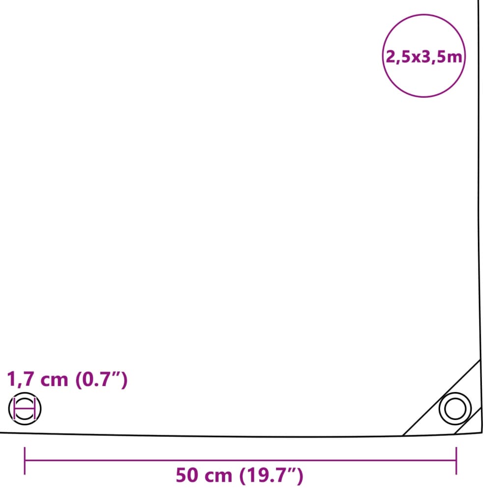 vidaXL Plandeka 650 g/m², 2,5 x 3,5 m, biała
