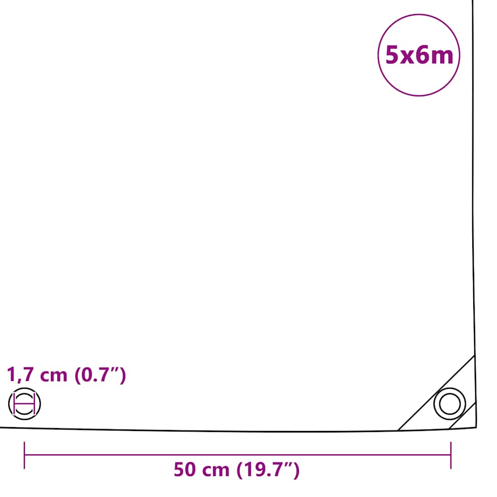 vidaXL Plandeka 650 g/m², 5 x 6 m, biała