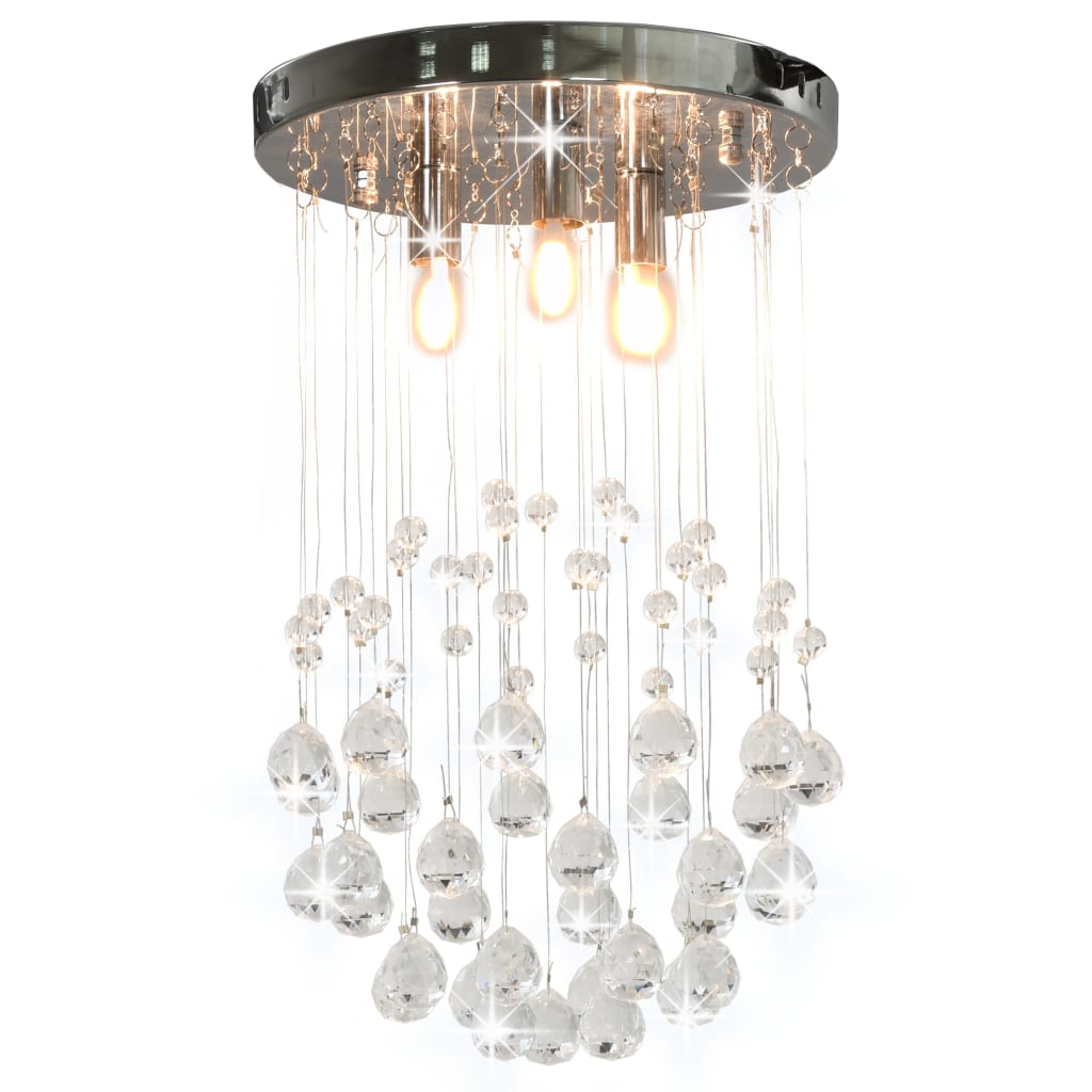 vidaXL Lampa sufitowa z kryształkami i koralikami, srebrna, 3xG9